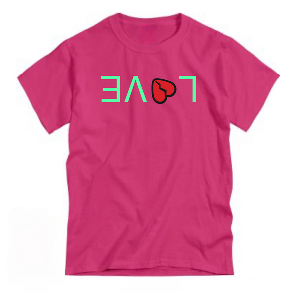 Deep Pink & Green “LOVE” Tee  *PRE ORDER ONLY*